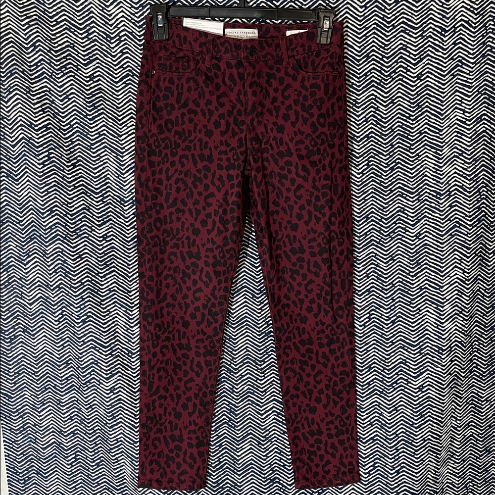 Sanctuary Burgundy Leopard Print Skinny Jeans